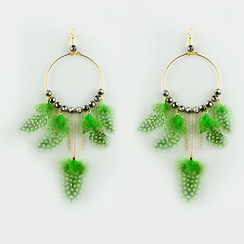 

Women's Drop Earrings Feather Earrings Jewelry Green / Pink / Black / Coffee For Party Daily Casual