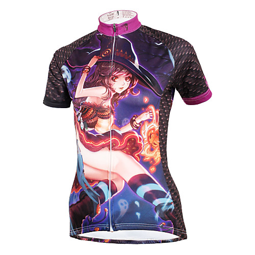 

ILPALADINO Women's Short Sleeve Cycling Jersey Purple Plus Size Bike Jersey Top Mountain Bike MTB Road Bike Cycling Breathable Quick Dry Ultraviolet Resistant Sports Polyester 100% Polyester Terylene