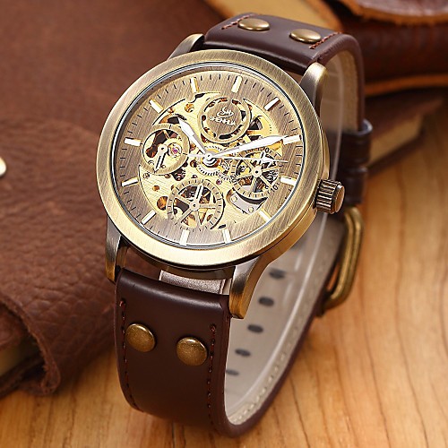 

SHENHUA Men's Wrist Watch Analog Automatic self-winding Luxury Hollow Engraving / Leather
