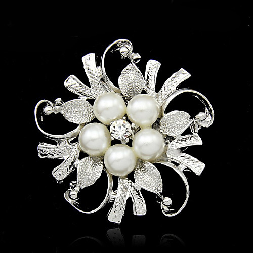 

Women's Pearl Brooches Flower Ladies Fashion Imitation Pearl Silver Plated Brooch Jewelry Silver For Wedding Party Special Occasion Birthday Gift Daily