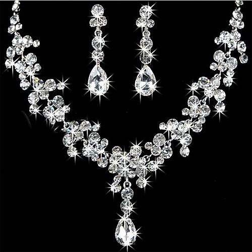 

Women's Jewelry Set Pear Cut Ladies Elegant Bridal everyday Iced Out Rhinestone Earrings Jewelry For Wedding Party Birthday Gift Masquerade Engagement Party / Necklace