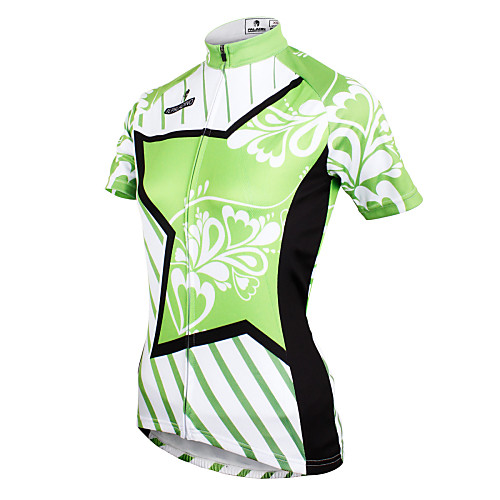 

ILPALADINO Women's Short Sleeve Cycling Jersey Polyester Green Floral Botanical Bike Jersey Top Mountain Bike MTB Road Bike Cycling Breathable Quick Dry Ultraviolet Resistant Sports Clothing Apparel