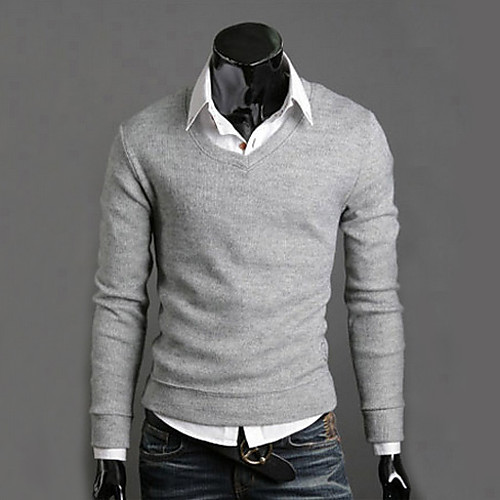 

Men's Classic & Timeless Pure Color Solid Color Pullover Sweater Cardigans Black Purple Yellow