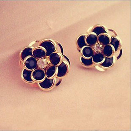 

Vintage Wholesale Women Black Rose Flower Stud Earring