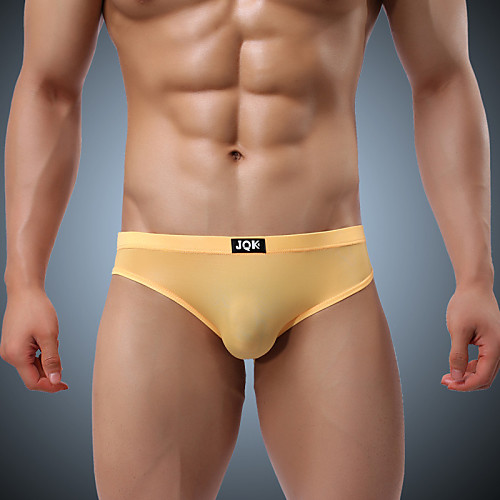 

Men's Ice Silk Ultra Sexy Panties Solid Colored Mid Rise Light Blue Light Green Orange M L XL