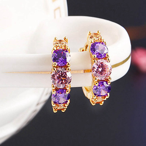 

Women's Amethyst Stud Earrings Hoop Earrings 3 stone Past Present Future Ladies Bohemian Fashion Boho bridesmaid Color Earrings Jewelry Purple / Screen Color For Daily