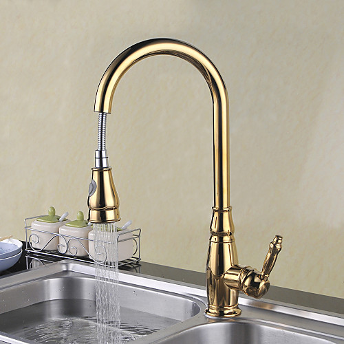

Kitchen faucet - Single Handle One Hole Ti-PVD Pull-out / ­Pull-down / Tall / ­High Arc Deck Mounted Traditional Kitchen Taps