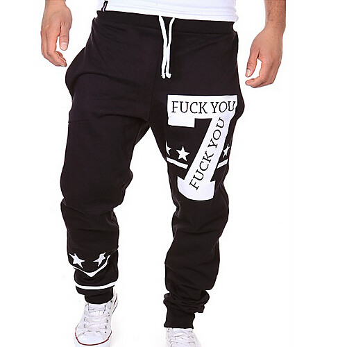

Men's Active Basic Active Relaxed Sweatpants Print Full Length Pants Casual Sports Letter Loose Black Gray White M L XL XXL / Weekend