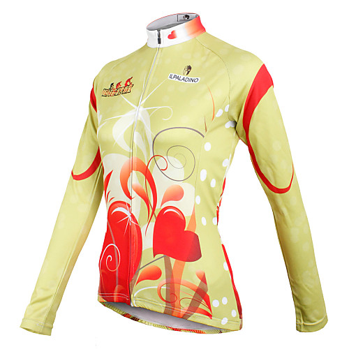 

ILPALADINO Women's Long Sleeve Cycling Jersey Winter Light Yellow Stripes Plus Size Bike Jersey Top Mountain Bike MTB Road Bike Cycling Breathable Quick Dry Sports Clothing Apparel / High Elasticity