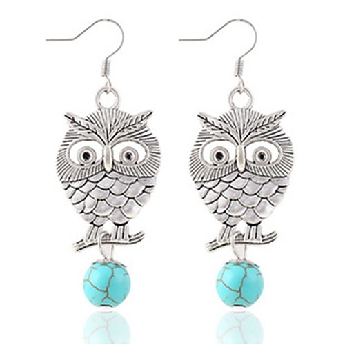 

Turquoise Drop Earrings - Turquoise Owl, Animal Party, Work, Casual Screen Color For
