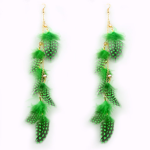 

Women's Drop Earrings Feather Earrings Jewelry Green / Pink / Dark Green For Party Daily Casual