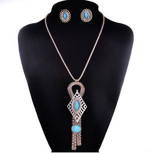 

Jewelry Set Stud Earrings Pendant Necklace Tassel Vintage Work Casual Fashion Gemstone Sterling Silver Cubic Zirconia Earrings Jewelry Gold For 1 set