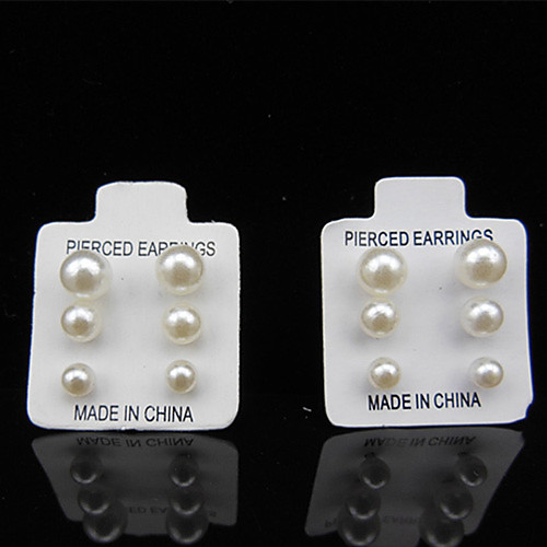 

Women's Pearl Stud Earrings Ladies Pearl Imitation Pearl Earrings Jewelry White For Wedding Party Daily Casual Sports Masquerade 6pcs