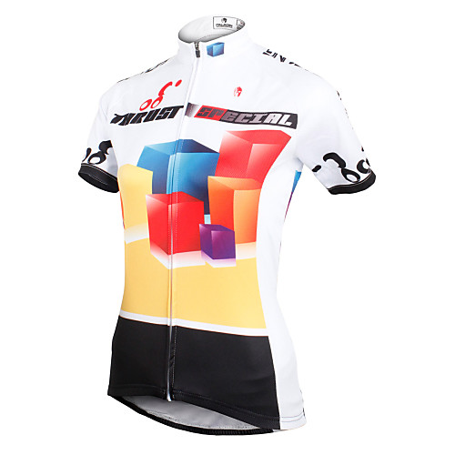 

ILPALADINO Women's Short Sleeve Cycling Jersey Polyester White Bike Jersey Top Breathable Quick Dry Ultraviolet Resistant Sports Clothing Apparel / Stretchy / Back Pocket