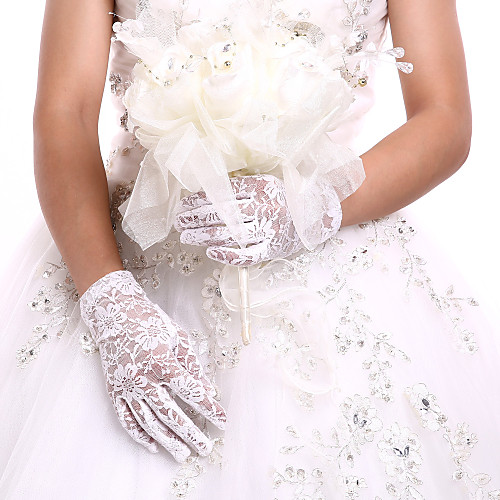

Lace / Cotton Wrist Length Glove Charm / Stylish / Bridal Gloves With Embroidery / Solid
