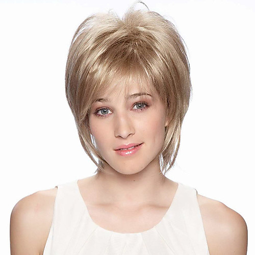 

Human Hair Blend Wig Straight Short Hairstyles 2020 Straight Capless Dark Brown / Dark Auburn Beige Blonde / Bleach Blonde Auburn Brown / Bleach Blonde