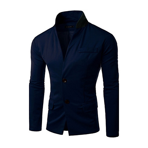 

Men's Blazer Jacket Regular Solid Colored Casual Chic & Modern Long Sleeve Black / Blue / Dark Blue M / L / XL
