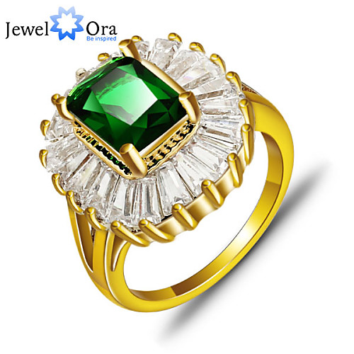 

Women's Band Ring Emerald Green Gold Plated Fashion Elegant Party Jewelry