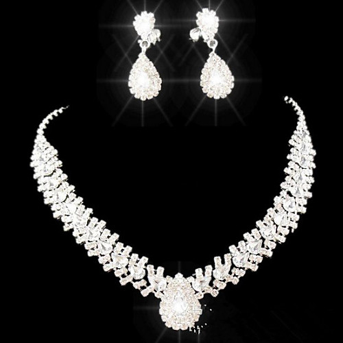 

Crystal Jewelry Set Pendant Necklace Tassel Pear Cut Drop Ladies Party Fashion Elegant everyday Cubic Zirconia Imitation Diamond Earrings Jewelry White For Party Special Occasion Anniversary Birthday