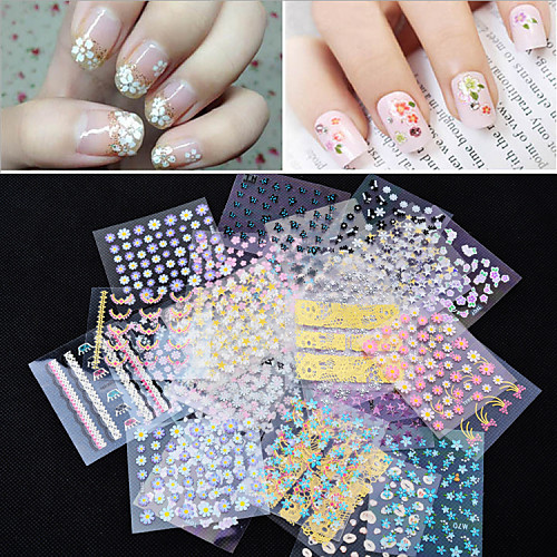 

50 pcs 3D Nail Stickers nail art Manicure Pedicure Personalized / Flower / Fashion Daily / PVC(PolyVinyl Chloride)