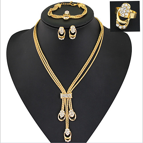 

Jewelry Set Ladies Luxury Vintage Party Link / Chain European Cubic Zirconia Imitation Diamond Earrings Jewelry Gold For Party Special Occasion Anniversary Birthday Gift / Necklace