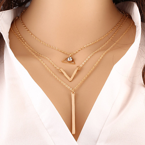

Women's Crystal AAA Cubic Zirconia Pendant Necklace Layered Necklace Layered Fashion Multi Layer Alloy Gold Necklace Jewelry For Party Daily