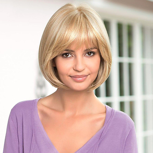 

Human Hair Wig Straight Short Hairstyles 2020 Straight Capless Dark Brown / Dark Auburn Beige Blonde / Bleach Blonde Auburn Brown / Bleach Blonde