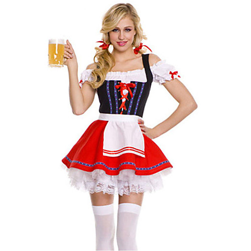 

Dirndl Trachtenkleider Women's Bavarian Vacation Dress Oktoberfest Beer Festival / Holiday Spandex Terylene Red Women's Easy Carnival Costumes / Belt / Belt