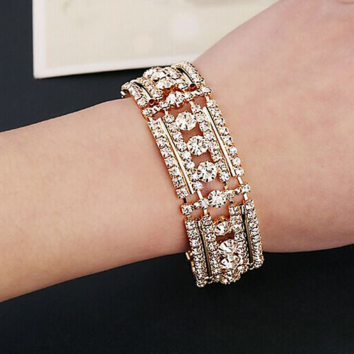 

Cuff Imitation Diamond Bracelet Jewelry Gold / Silver For Wedding Party Special Occasion Anniversary Gift Casual / Engagement