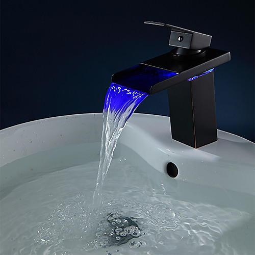 

Bathroom Sink Faucet - LED Oil-rubbed Bronze Centerset Single Handle One HoleBath Taps