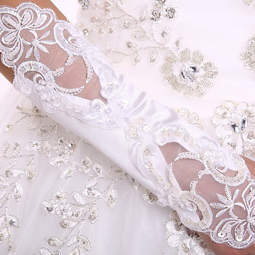 

Spandex Fabric Elbow Length Glove Luxury / Bridal Gloves With Pearl / Sequin / Embroidery