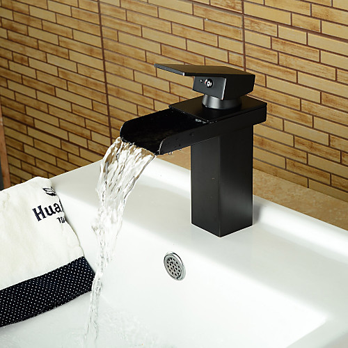 

Bathroom Sink Faucet - Waterfall Oil-rubbed Bronze Centerset / Widespread Single Handle One HoleBath Taps