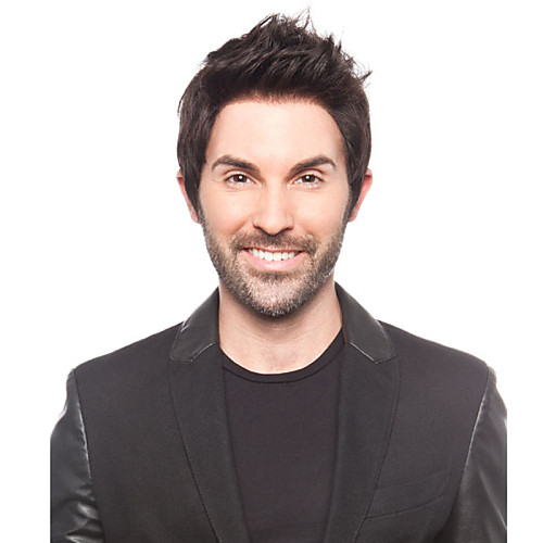 

Synthetic Wig Wavy Wavy Wig Short Black Synthetic Hair Men's Black