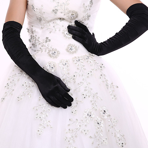 

Elastic Satin / Spandex Fabric Opera Length Glove Bridal Gloves / Party / Evening Gloves With Ruffles