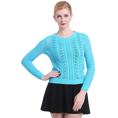

Women's Streetwear Solid Colored Pullover Sweater Cardigans White Purple Yellow