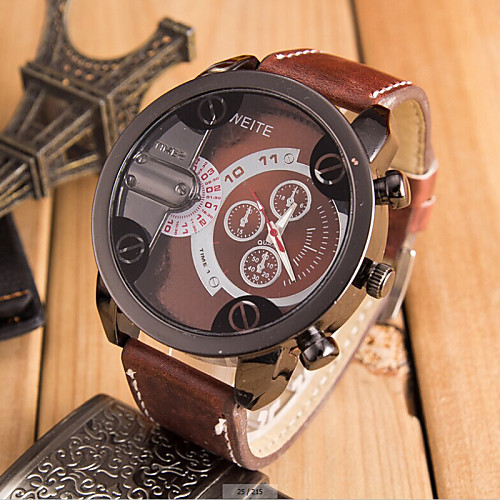 

Men's Sport Watch Military Watch Quartz Oversized Leather Black / Orange / Brown Casual Watch Cool Analog Brown Red Blue One Year Battery Life / SSUO 377