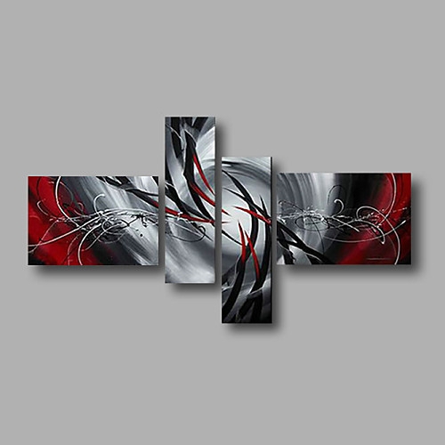 

Oil Painting Hand Painted - Abstract Modern Stretched Canvas / Four Panels