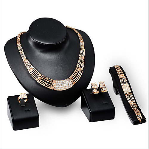 

Synthetic Diamond Jewelry Set Stud Earrings Choker Necklace Tennis Chain Statement Ladies Vintage Party Work Link / Chain 18K Gold Plated Cubic Zirconia Rhinestone Earrings Jewelry Rose Gold For 1 set