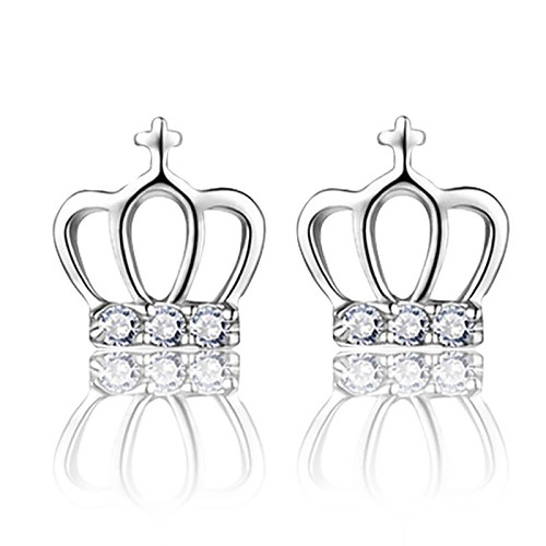 

Men's Women's Synthetic Diamond Stud Earrings Crown Luxury Fashion Sterling Silver Crystal Imitation Diamond Earrings Jewelry Silver Crown For Wedding Party Daily