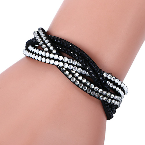 

Women's Crystal Wrap Bracelet Leather Bracelet Ladies Luxury Leather Bracelet Jewelry Black / Black / White / Light Blue For Christmas Gifts Wedding Party Daily Casual Sports / Imitation Diamond