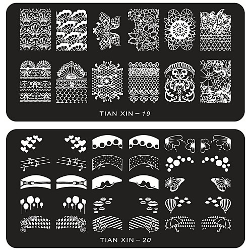 

6 pcs Nail Jewelry Stamping Plate nail art Manicure Pedicure Flower / Fashion Daily / Metal
