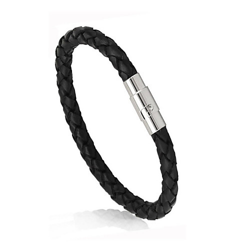 

Men's Leather Bracelet woven Magnetic Hip-Hop Leather Bracelet Jewelry Black For Christmas Gifts Casual