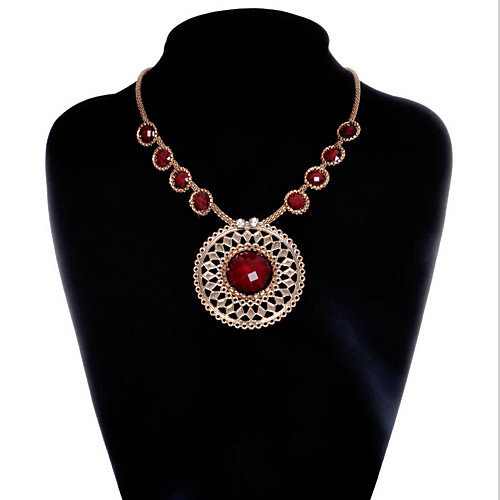 

Women's Onyx Pendant Necklace European Alloy Gold Fuchsia Necklace Jewelry For