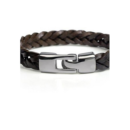 

Men's Leather Bracelet Plaited Wrap Classic Party Work Casual Basic Leather Bracelet Jewelry Black / Brown For Gift Daily Casual Sports Valentine