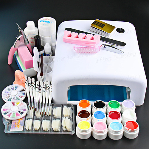 

52 Pcs Nail Acrylic Kits Creative Easily Adjustable for Beginner Universal t Acrylic Liquid UV Gel Nail Dryer & Lamp False Nail for Finger Nail supplies