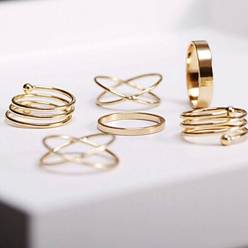 

Jewelry Set Stacking Stackable Golden Alloy Ladies Unusual Unique Design 6pcs / Women's / Rings Set