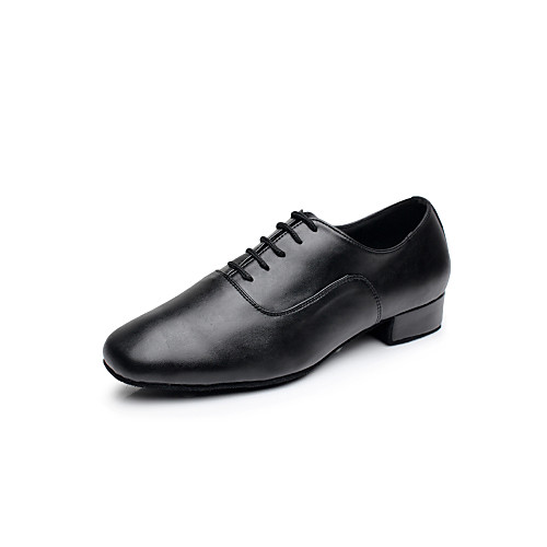 

Men's Latin Shoes Ballroom Shoes Heel Lace-up Low Heel Black White Lace-up