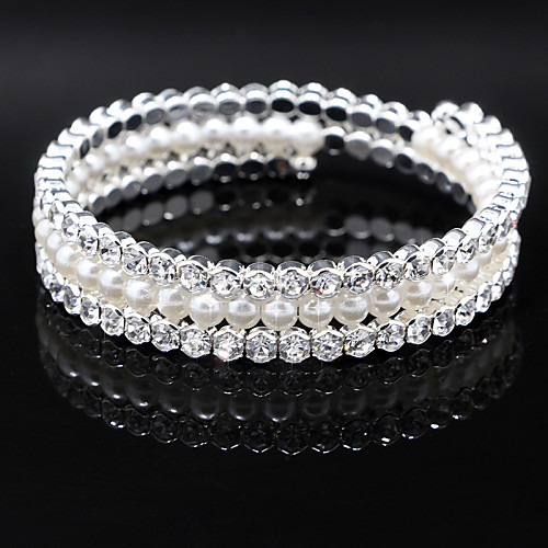 

Women's Strand Round Bangles Imitation Pearl Bracelet Jewelry Silver For Wedding Party Special Occasion Anniversary Birthday Engagement / Gift / Daily / Casual