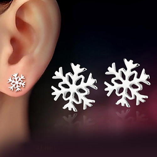 

Women's Stud Earrings Snowflake Ladies Classic Sterling Silver Silver Earrings Jewelry Silver For Wedding Party Daily