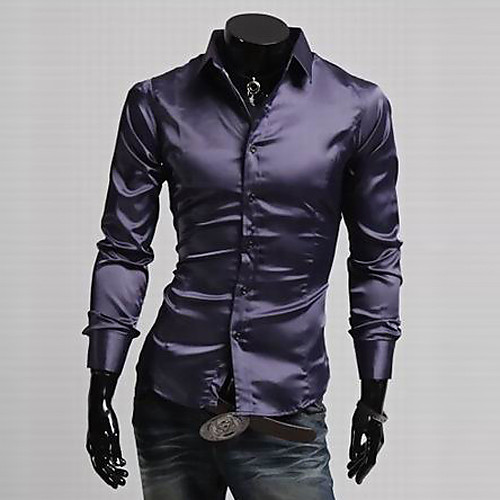 

Men's Shirt Solid Colored Plus Size Long Sleeve Daily Tops Business Wine Black Purple